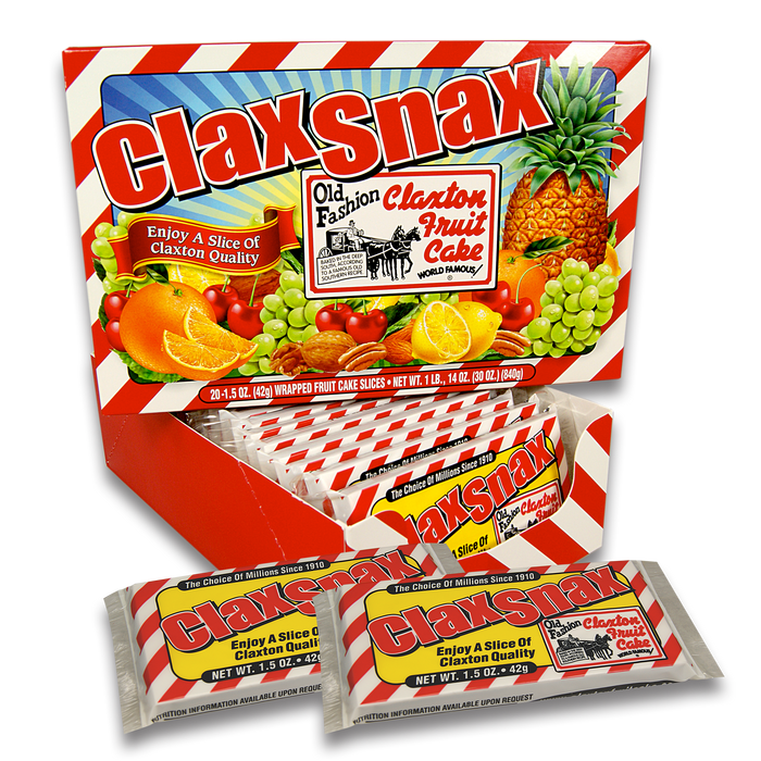 Claxton ClaxSnax individually wrapped fruit cake slices gift box with 20 slices