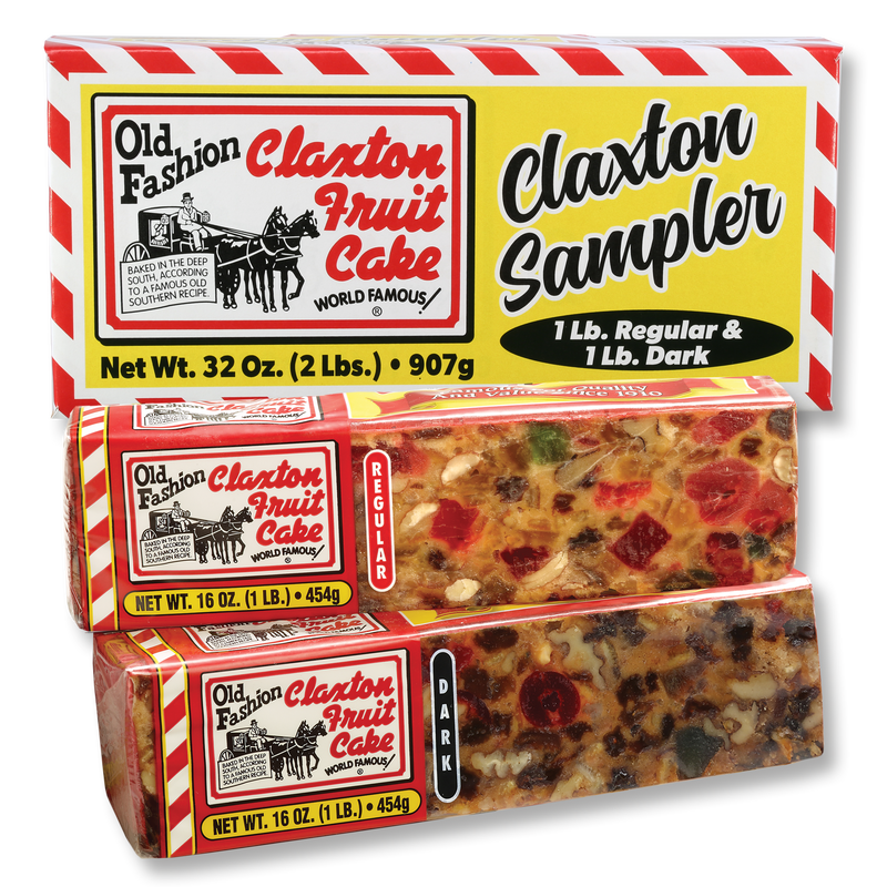 Claxton Fruit Cake Regular & Dark Sampler with individually wrapped 1 lb. fruit cakes