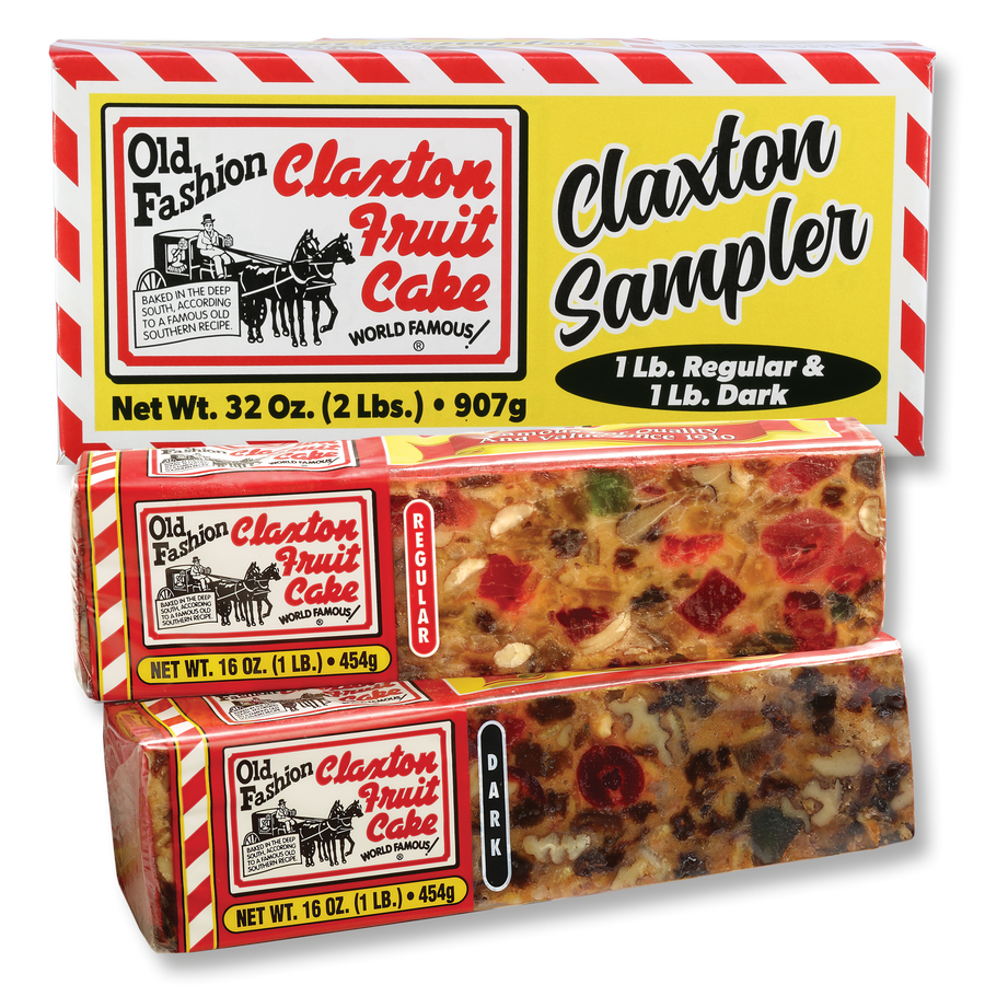 Claxton Fruit Cake Regular & Dark Sampler with individually wrapped 1 lb. fruit cakes