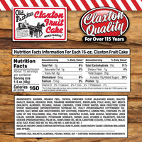 Claxton Fruit Cake nutrition facts and product label