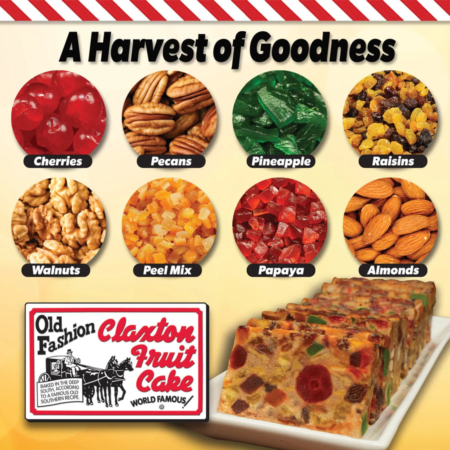 Premium fruits and nuts used in Claxton Fruit Cake