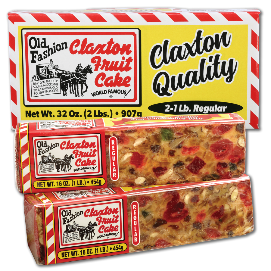 Claxton Fruit Cake 2-Pack individually wrapped 1 lb. fruit cakes gift box