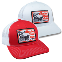 Claxton Fruit Cake sports caps in red and white with vintage bakery logo